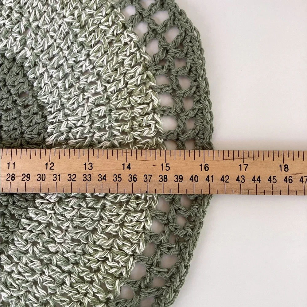 Placemat Coaster Set Hand Crafted Green White Cotton Crochet Boho